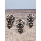 Vintage Brass Bronze Drawer Knobs Set 3 Ornate Cabinet Pulls