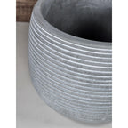 Minimalist Cement Planter with Ribbed Texture Modern Gray Pot
