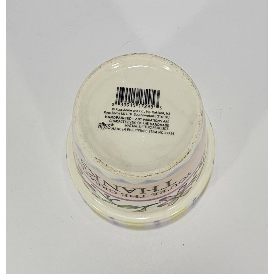 Vintage Russ Berrie Hand Painted Ceramic Flower Pot Planter 4.25"