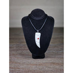 Carved Snake Fang Pendant Necklace White Tooth Style Gothic Charm 2"