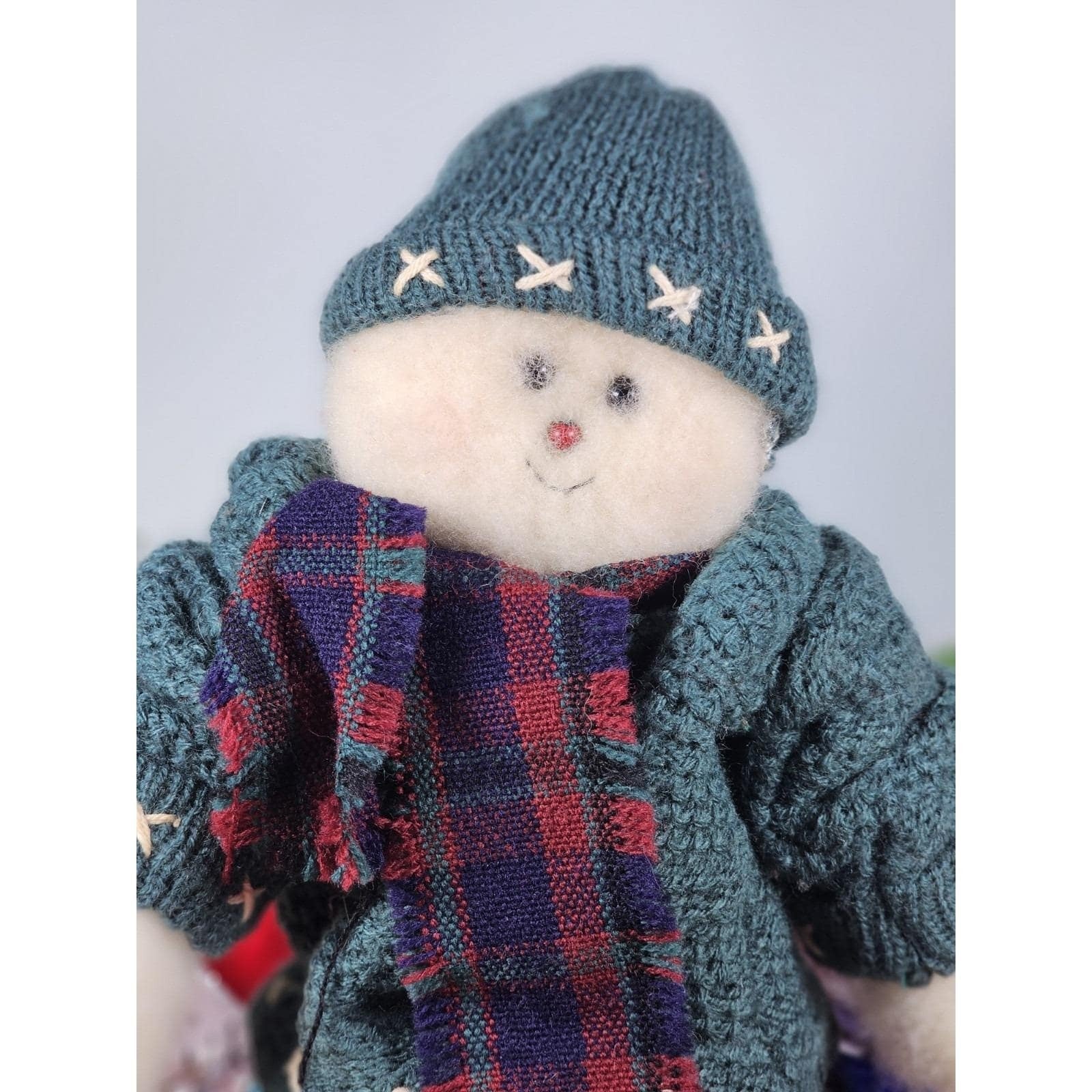 Vintage Snowman Plush Figure Crazy Mountain Imports 11 Inch Holiday Decor
