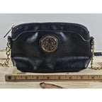 Black Leather Purse Gold Chain Strap Vintage Crossbody Bag