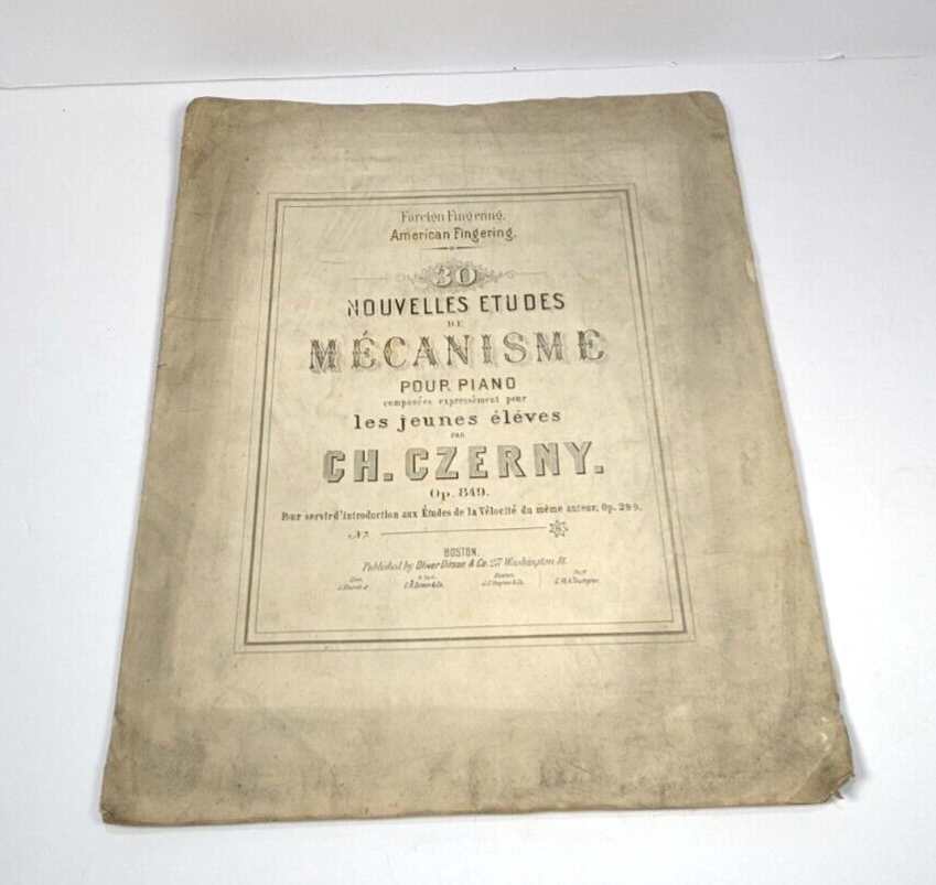Antique 30 Nouvelles Etudes De Mecanisme Pour Piano CH Czerny Pub by Ditson & Co