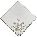 Vintage 1940s Linen Napkin Floral Cutwork Embroidery 16" Square
