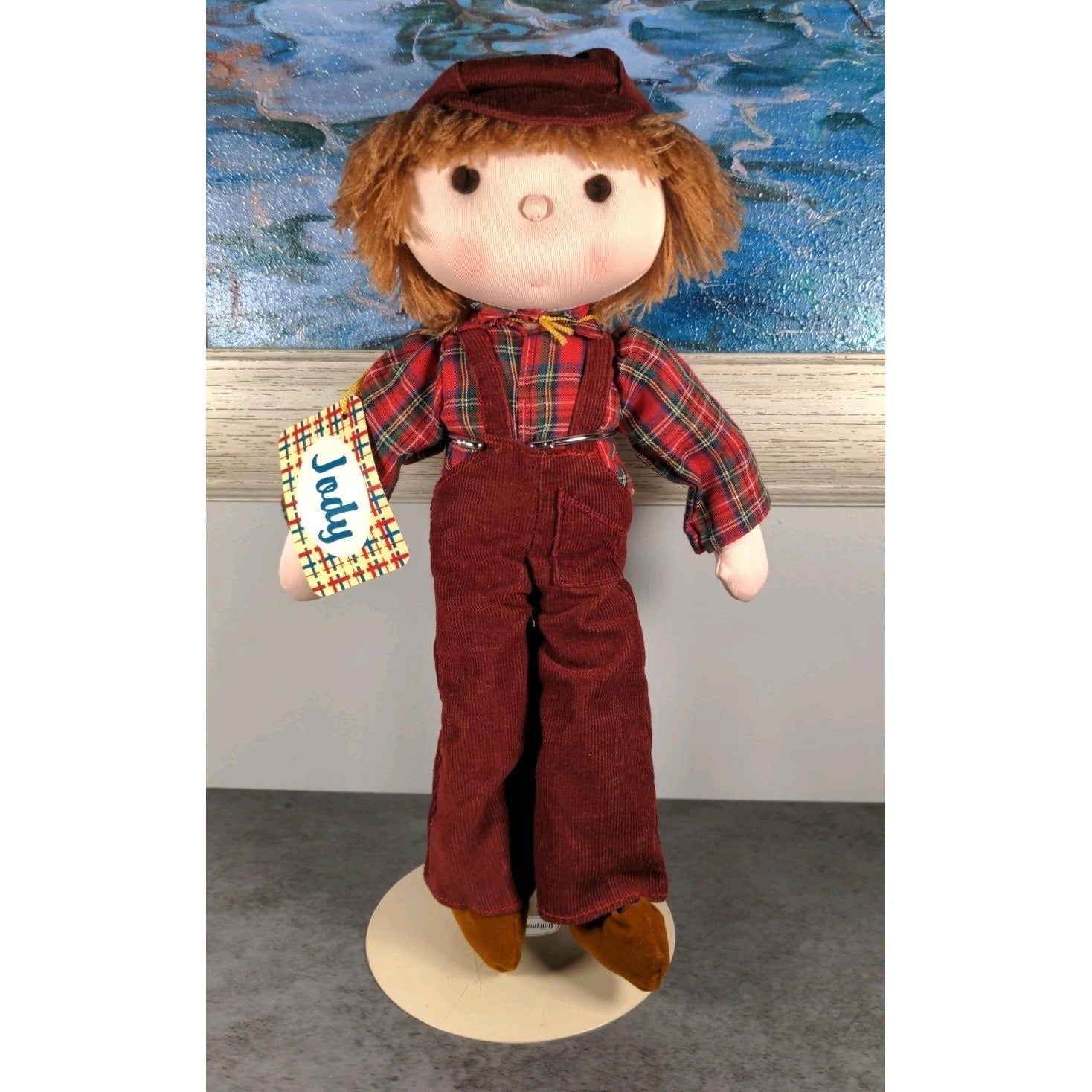 Vintage Russ Berrie Dollies 12″ Rare Jody Boy Doll Corduroy Overalls