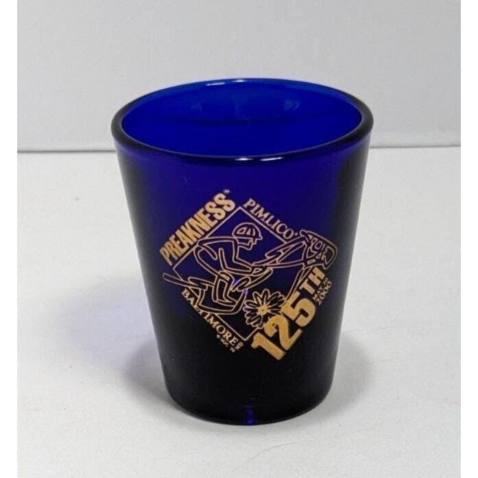 Preakness Stakes Shot Glass 2000 Blue Horse Racing Souvenir