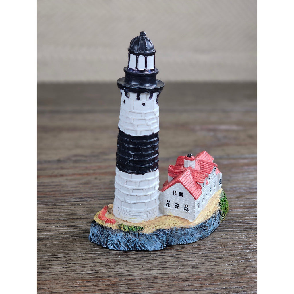 Miniature Lighthouse & Keeper's House Figurine Coastal Nautical Decor