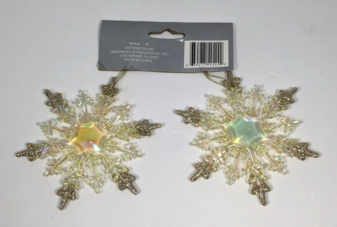 Pair of Prismatic Snowflake Ornaments