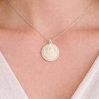 Vintage Carved Rose Pendant Round Floral Medallion Ivory Tone