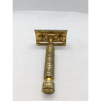 Vintage STAR Gold Tone Safety Razor Textured Handle