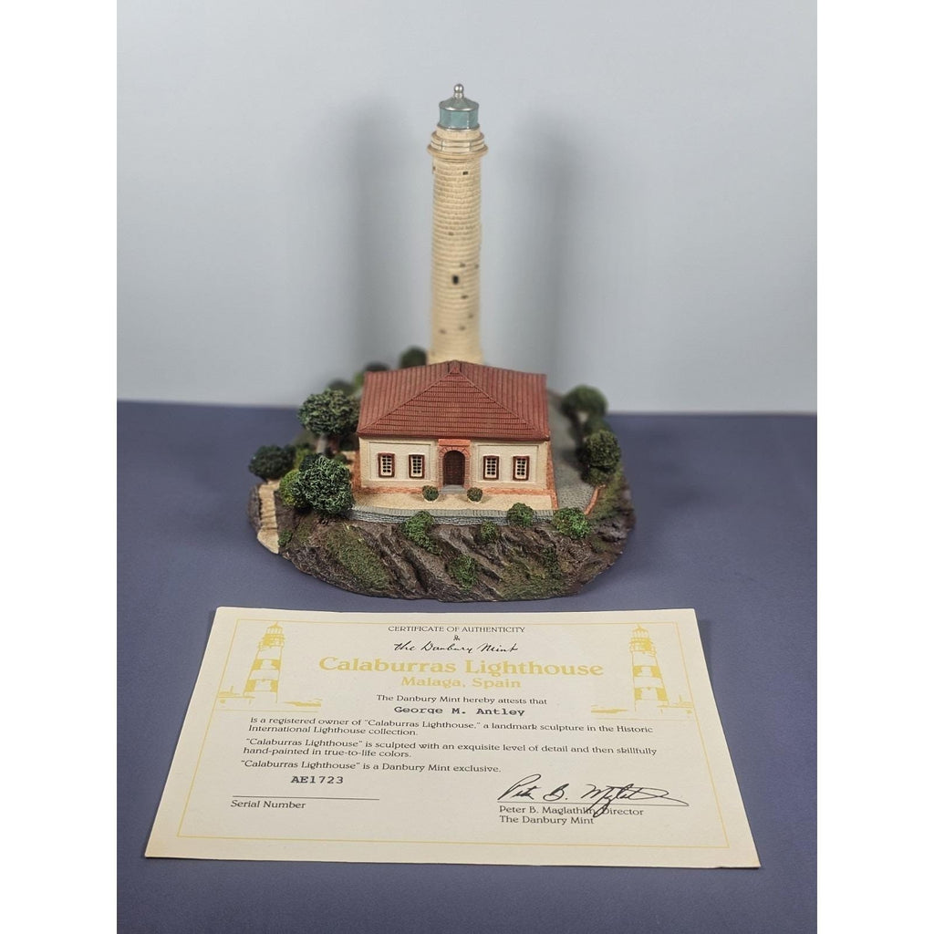 Danbury Mint Calaburras Lighthouse Spain Figurine COA