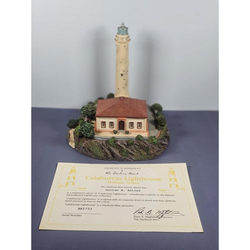 Danbury Mint Calaburras Lighthouse Spain Figurine COA