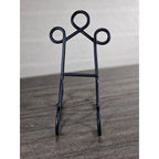 Vintage Iron Plate Stand | Black Metal Display Easel | Rustic Plate Holder