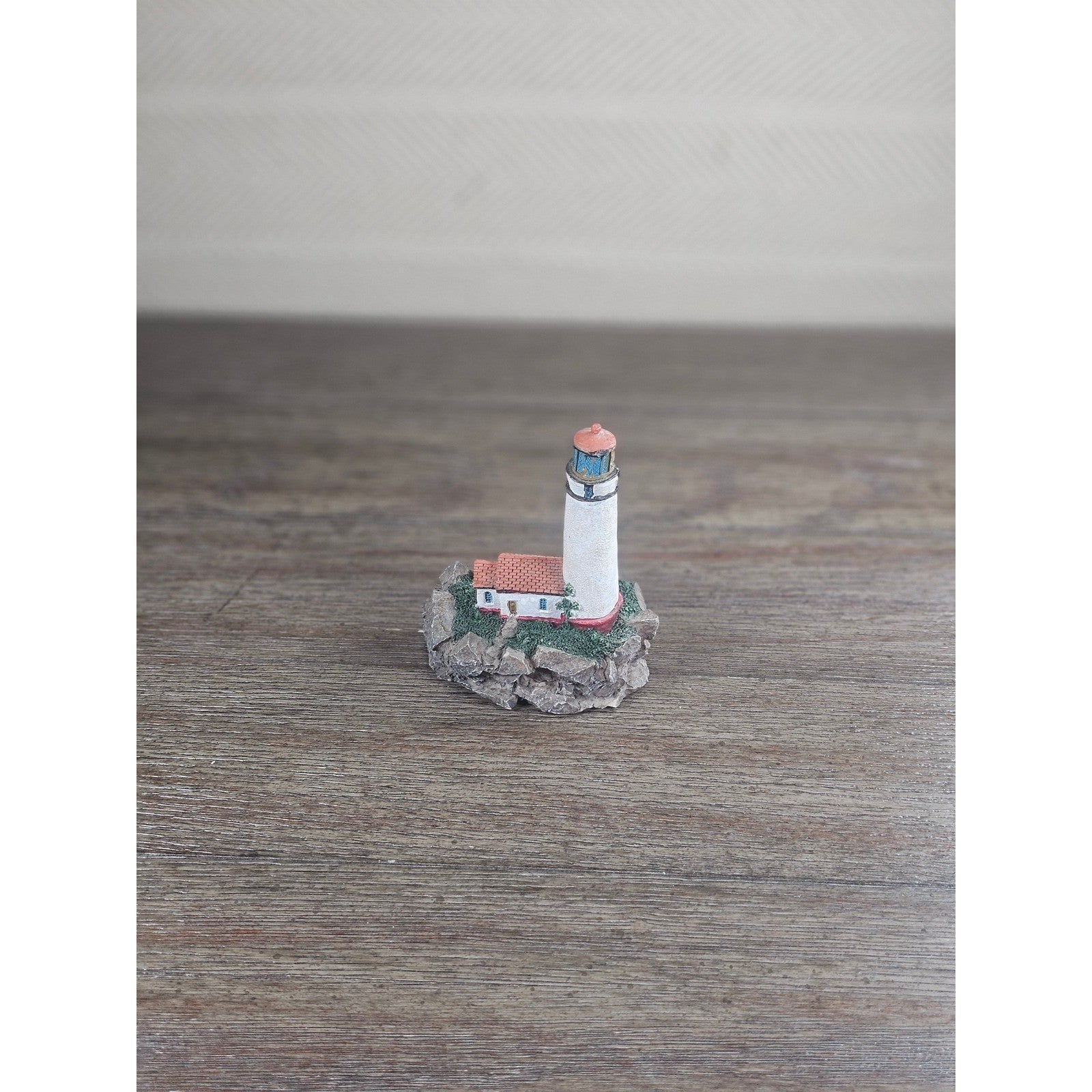 Miniature Lighthouse Figurine Hollow Resin Coastal Decor 4 Inch Nautical