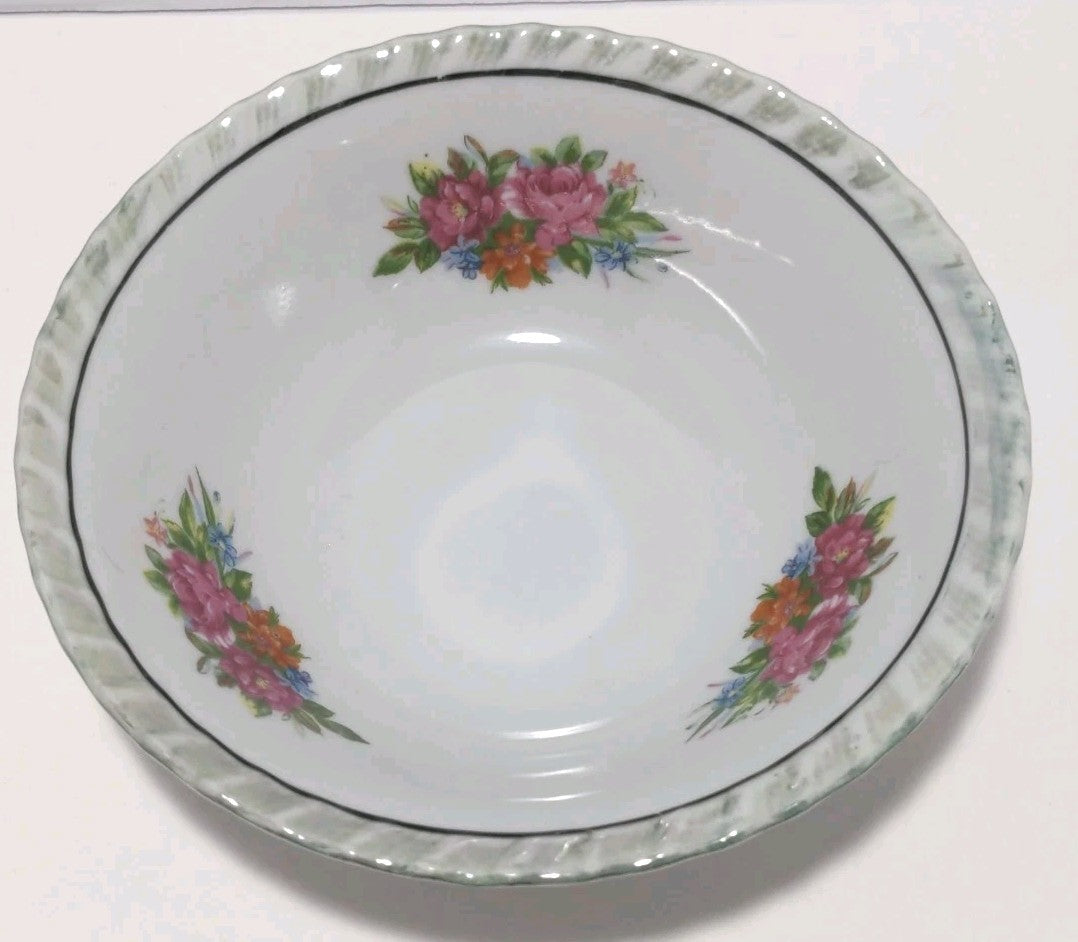 Vintage Yamatsu Japan Bowl Flowers 7″ Diameter