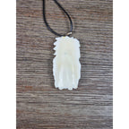Vintage Carved Woman Horse Pendant Necklace Purple Stone