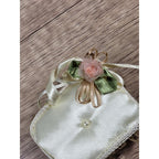 Vintage Miniature Satin Stool Ornament White Pearl Trim Dollhouse