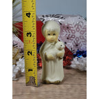 Vintage Nativity Wise Man Figurine Lamb White Gold 3.5 Inch