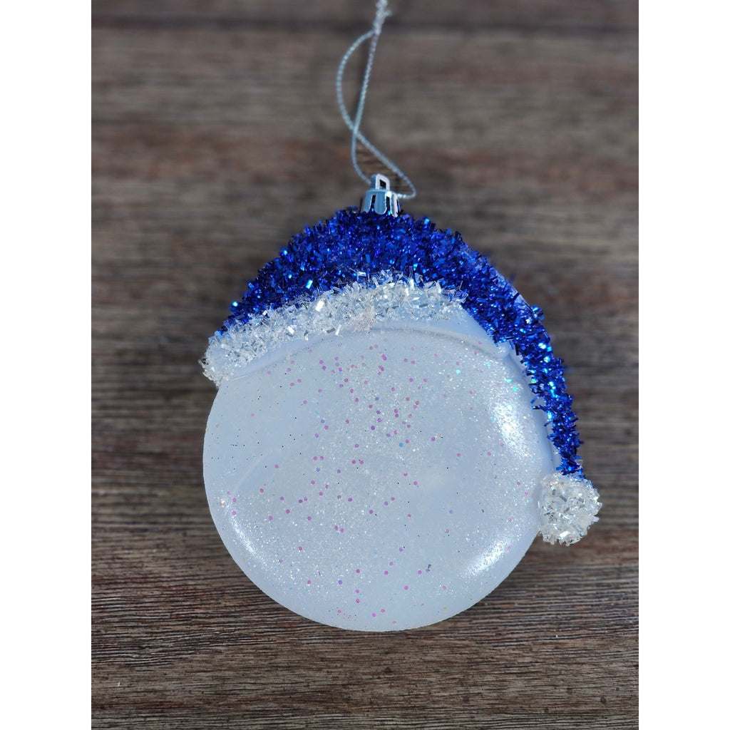 Snowman Christmas Ornament Blue Hat Hard Plastic Winter Decor 4 Inch