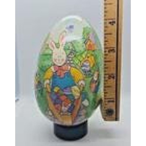 Vintage Paper Mache Egg Rabbit Wheelbarrow Easter Decor