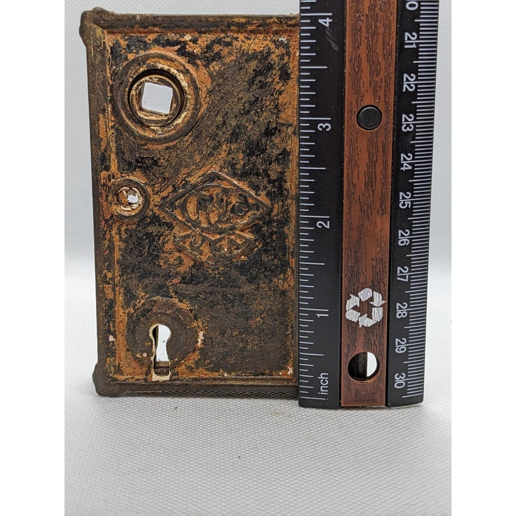 Antique Pye Co Cast Iron Rim Lock England Vintage Door Hardware