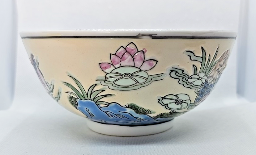 19th Century Chinese Famille Rose Porcelain Bowl with Lotus & Mandarin Ducks