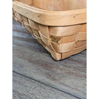 Vintage Wood Splint Divided Basket with Handle, Rustic Farmhouse Organizer