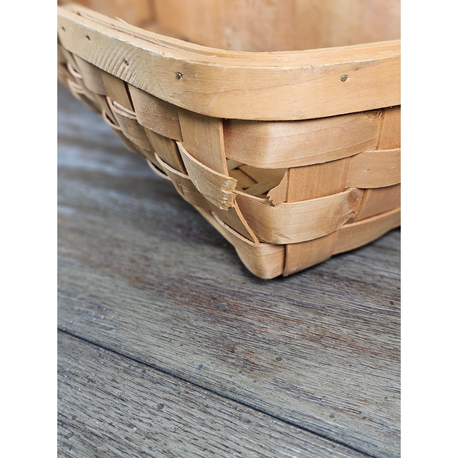 Vintage Wood Splint Divided Basket with Handle, Rustic Farmhouse Organizer
