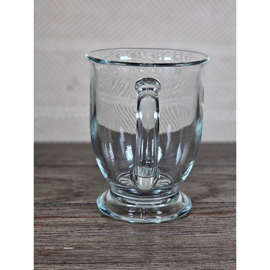 Vintage Anchor Clear Glass Footed Mug USA Made Coffee Tea Cup