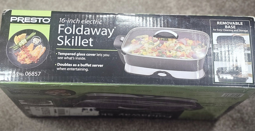 Presto 16-Inch Electric Foldaway Skillet With Tempered Glass Lid & Removable Bas