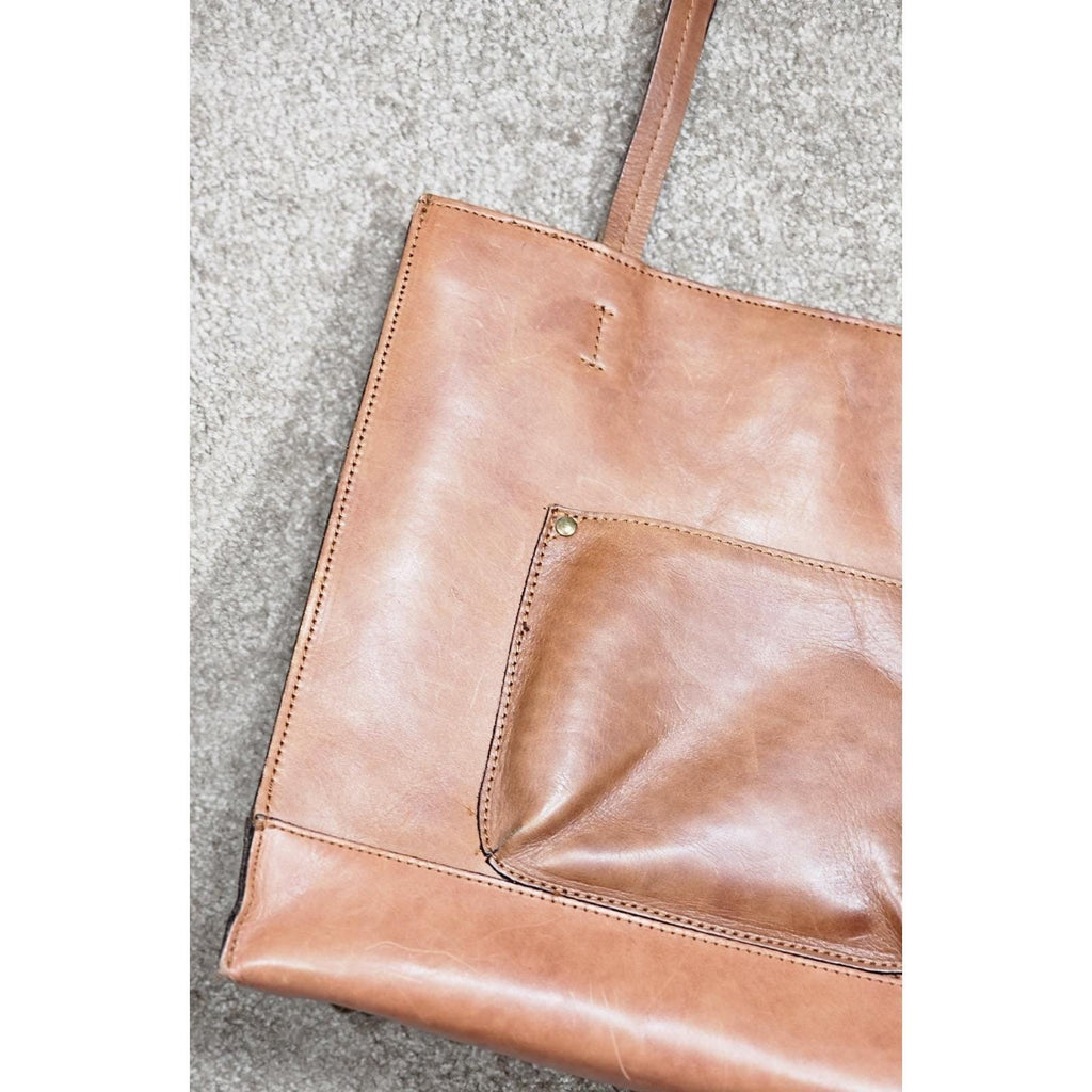 Patricia Nash Toscano Leather Tote Floral Tobacco Brown Handbag