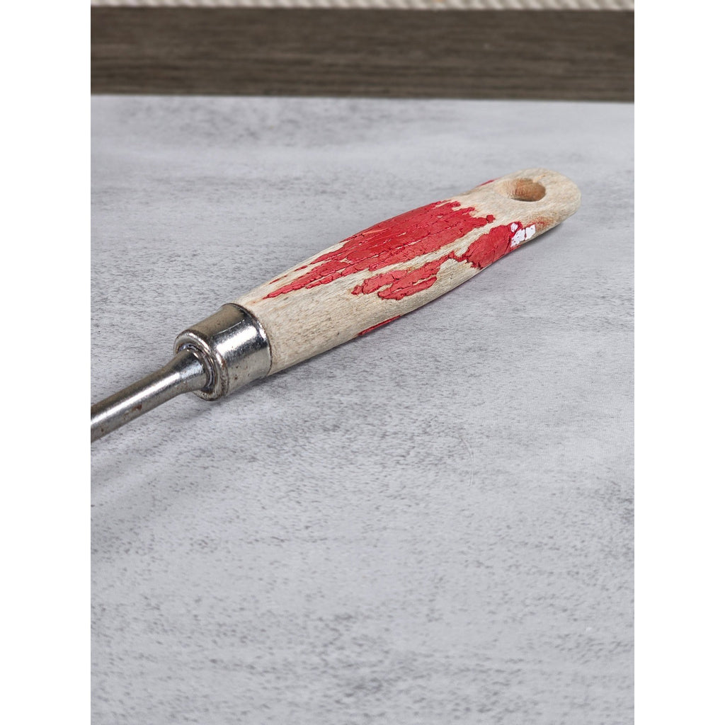 Vintage BBQ Carving Fork Wood Handle Red Paint Rustic 13 Inch