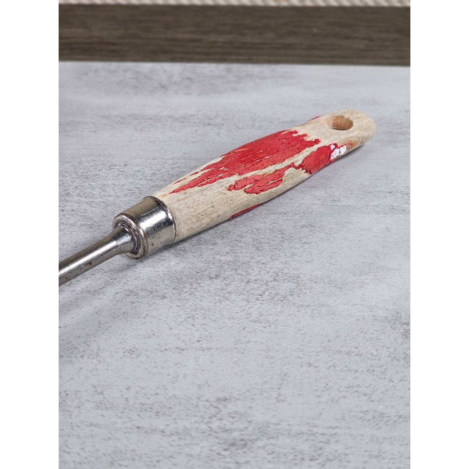 Vintage BBQ Carving Fork Wood Handle Red Paint Rustic 13 Inch