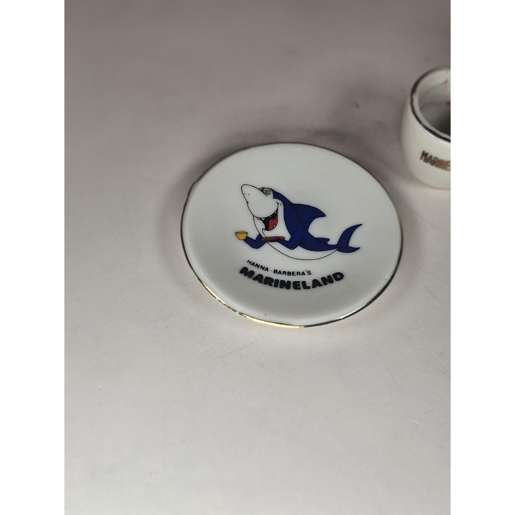 Vintage Hanna Barbera Marineland Mini Cup Saucer Shark Souvenir