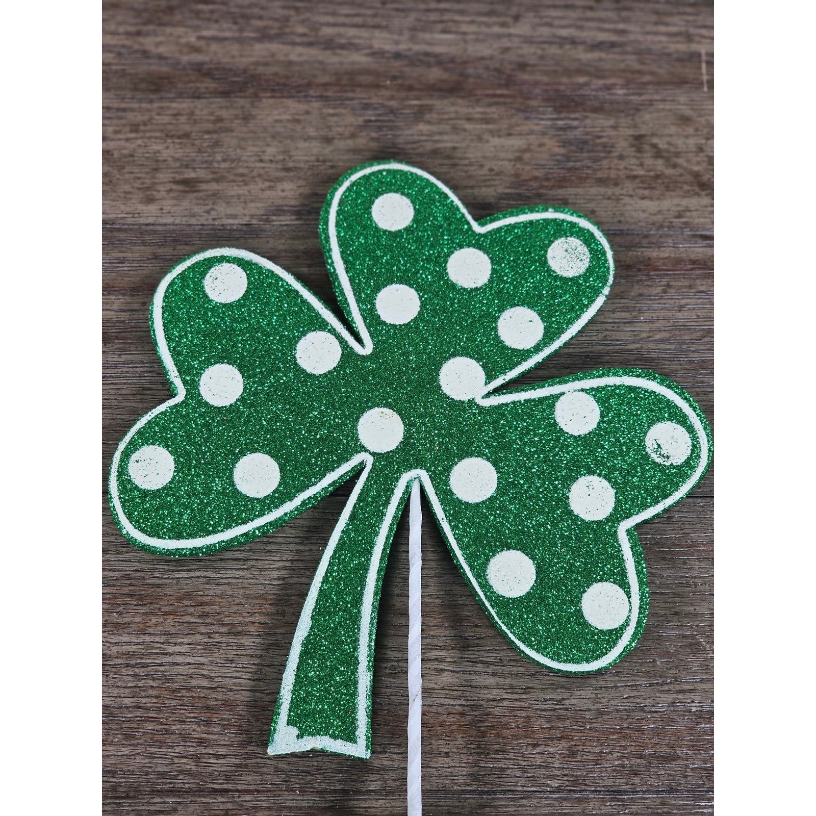 Set of 4 Green Polka Dot Clover Sprays 19" Glitter St Patrick Picks
