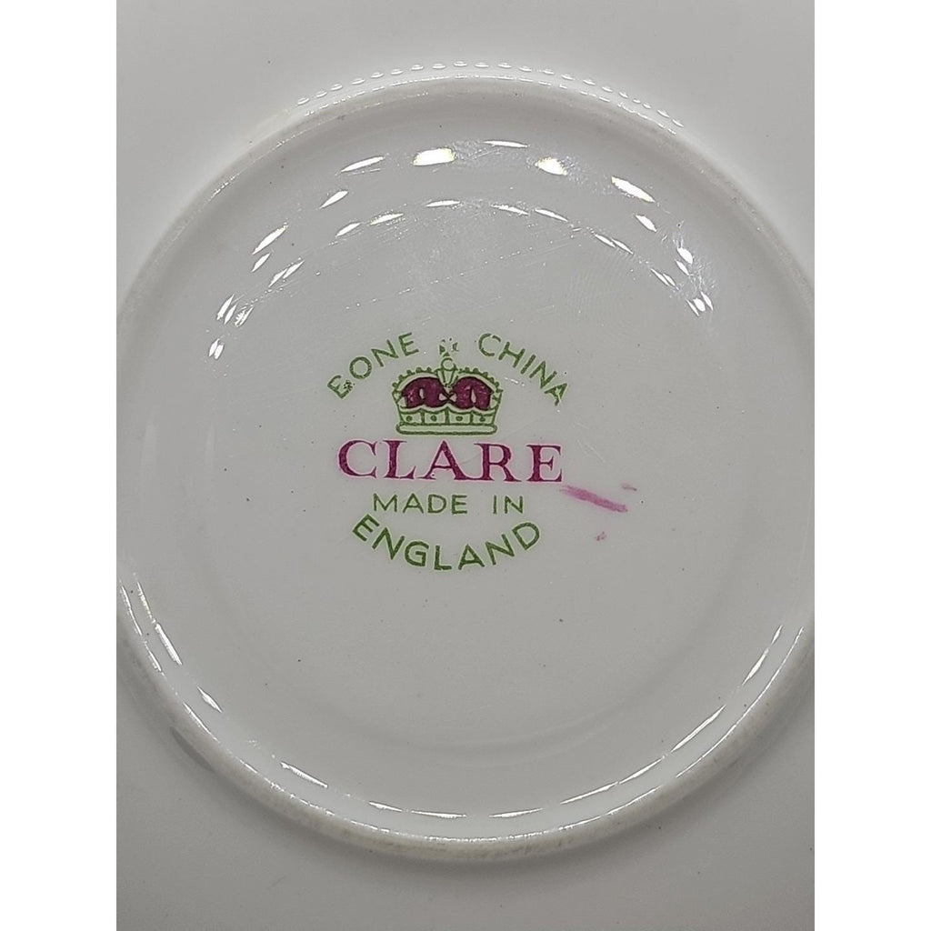 Vintage Clare Bone China Saucer Floral Gold Rim England 5.5