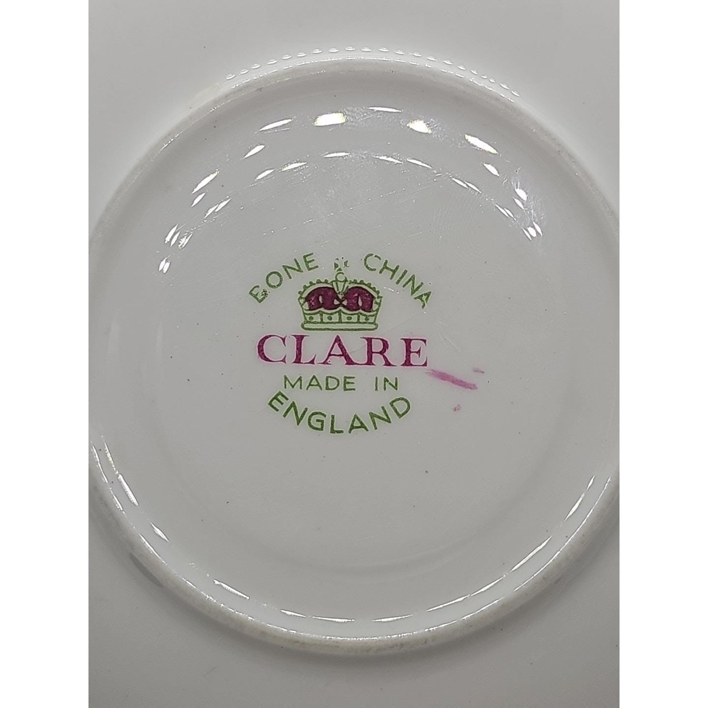 Vintage Clare Bone China Saucer Floral Gold Rim England 5.5