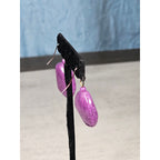 Purple Stone Drop Earrings Handmade Dangle Earrings Vintage Style