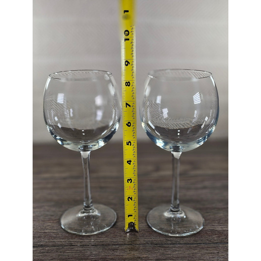 Vintage Clear Bowl Wine Glasses Set of 2 Stemware 8.5" Tall