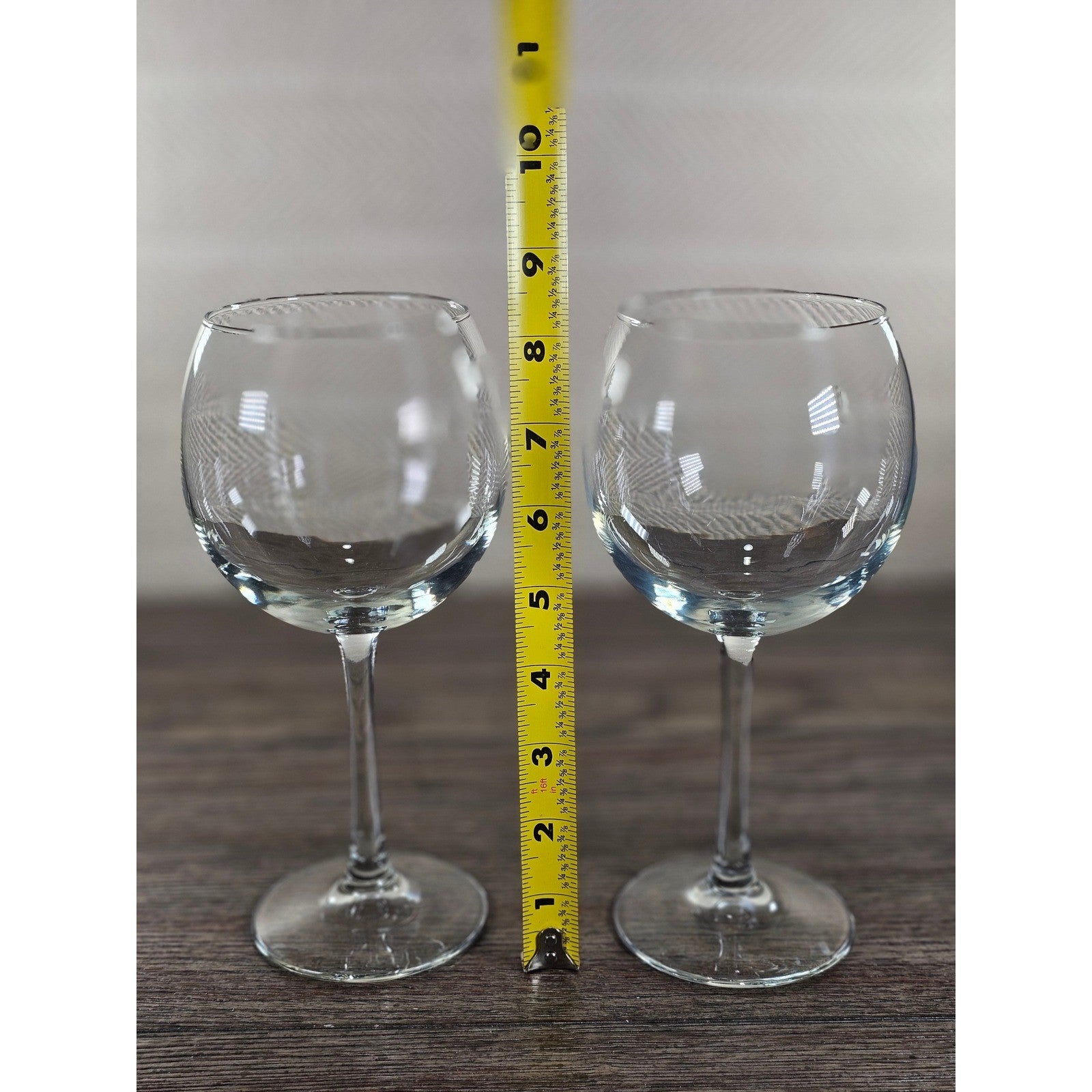 Vintage Clear Bowl Wine Glasses Set of 2 Stemware 8.5" Tall