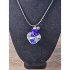 Vintage Glass Heart Vial Necklace Blue Hand Blown Art Glass Pendant
