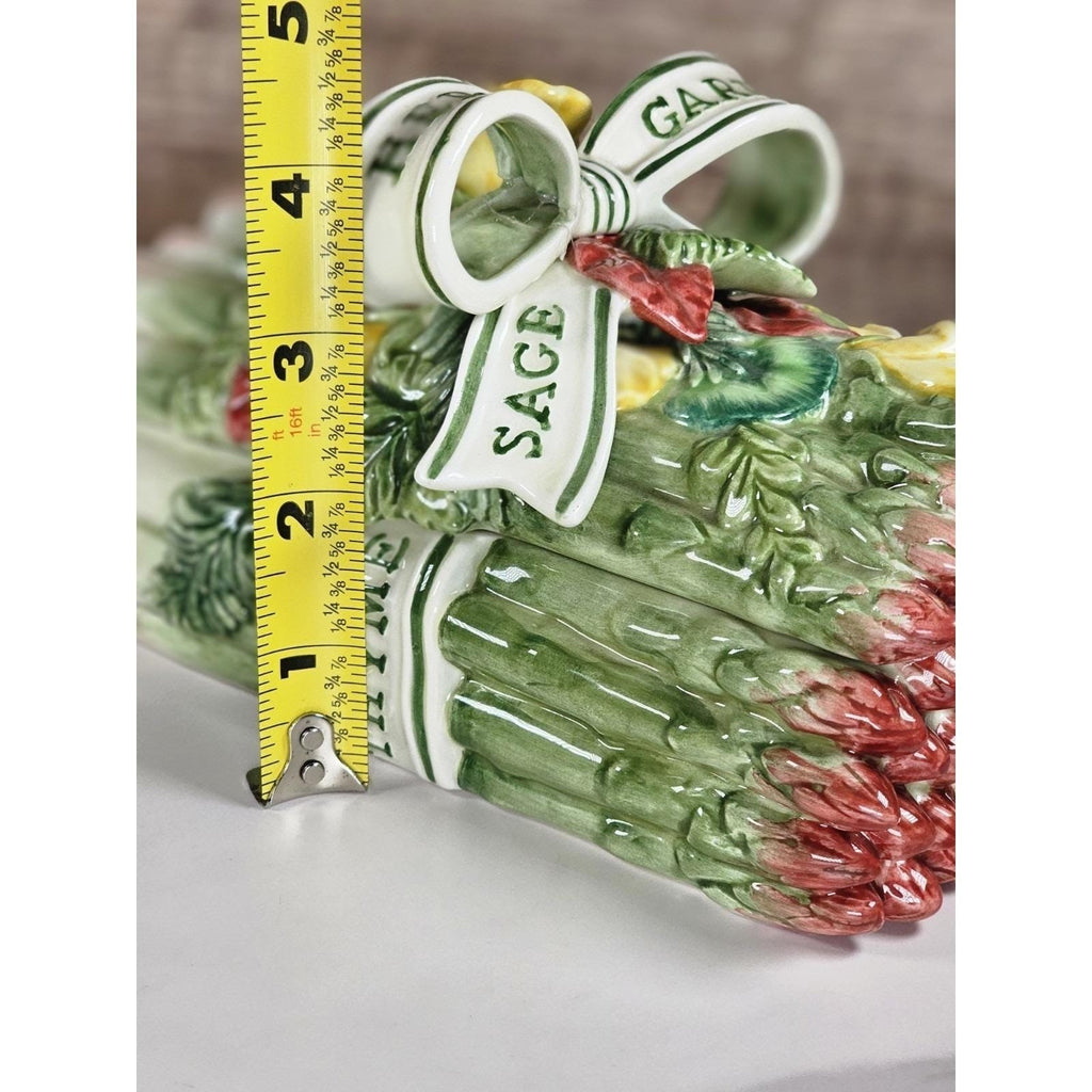 Vintage Fitz & Floyd Herb Garden Figural Asparagus Pitcher Mug  Lidded Box