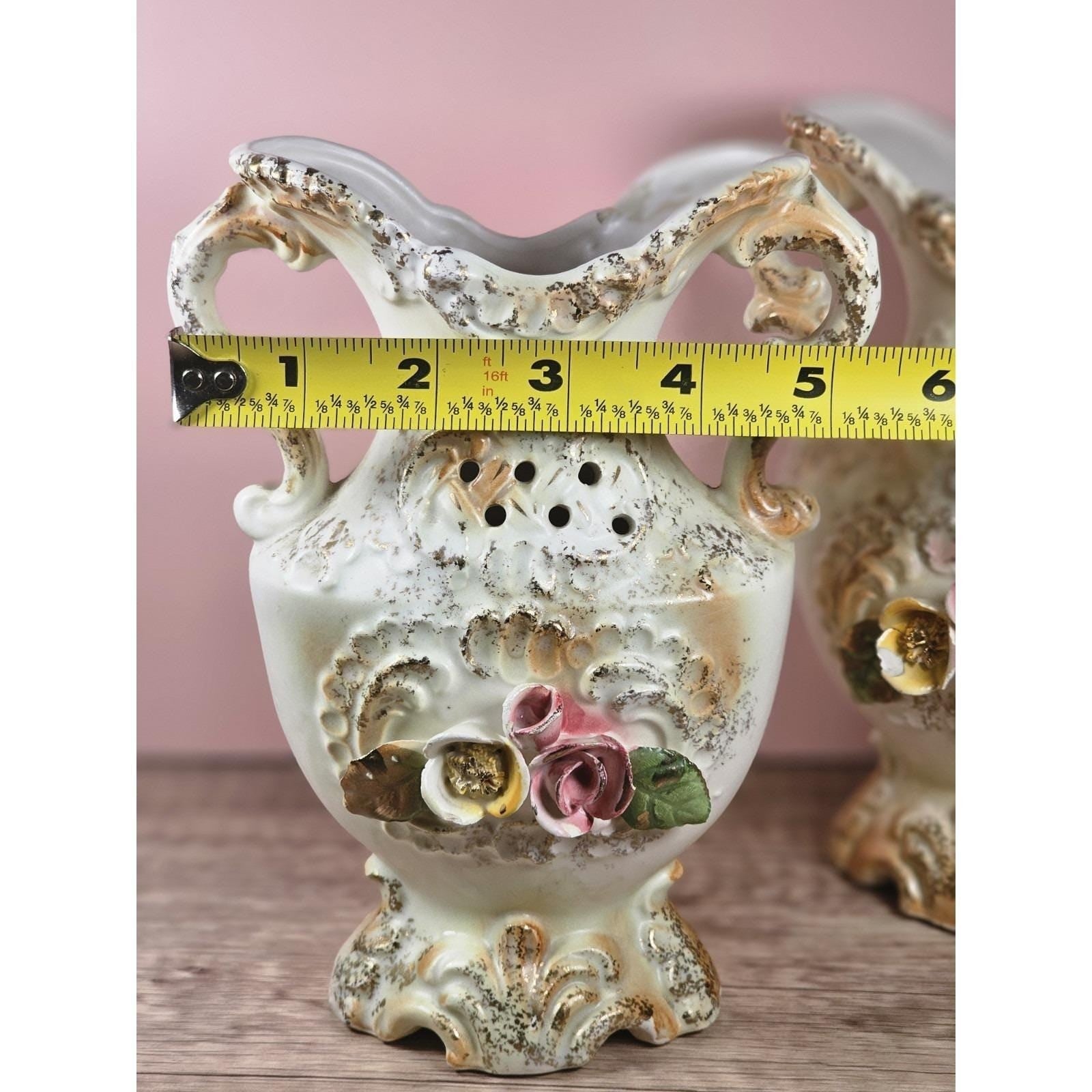 Vintage 1940s Chase Japan Floral Vase Pair