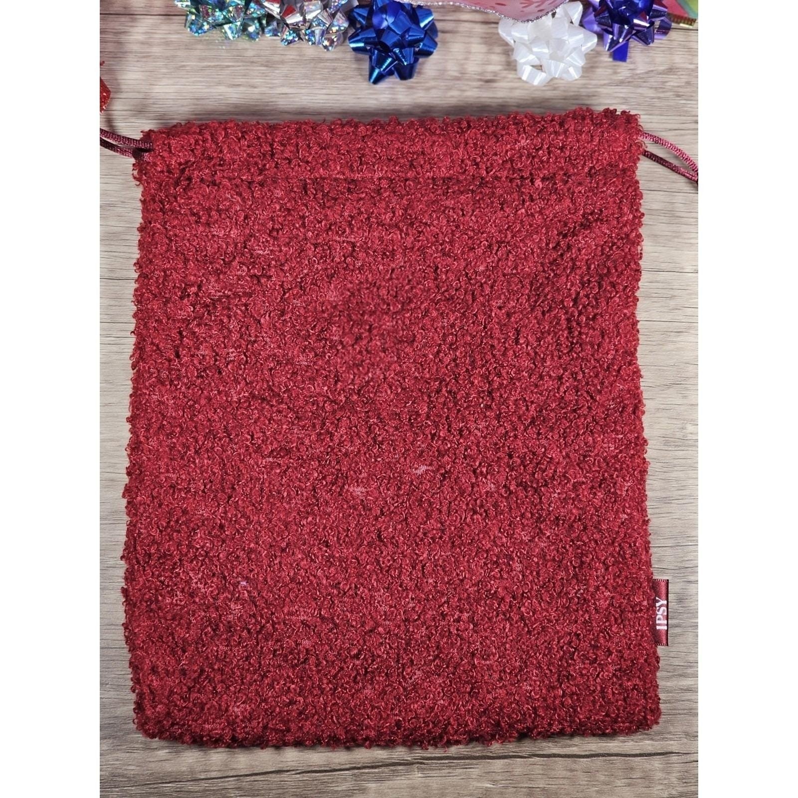 Ipsy Glam Bag Plus Red Drawstring Makeup Bag Plush Cosmetic Pouch