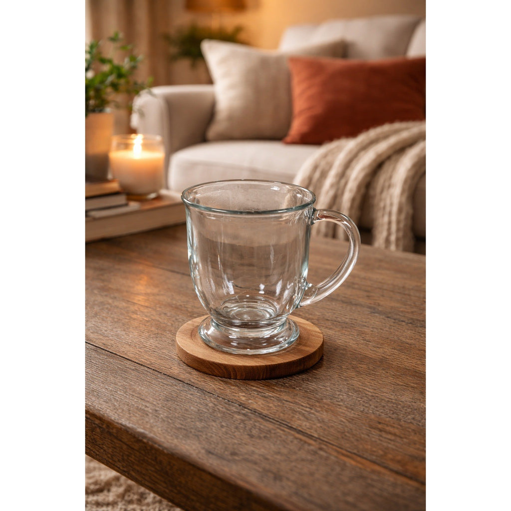 Vintage Anchor Clear Glass Footed Mug USA Made Coffee Tea Cup