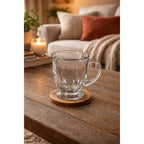 Vintage Anchor Clear Glass Footed Mug USA Made Coffee Tea Cup