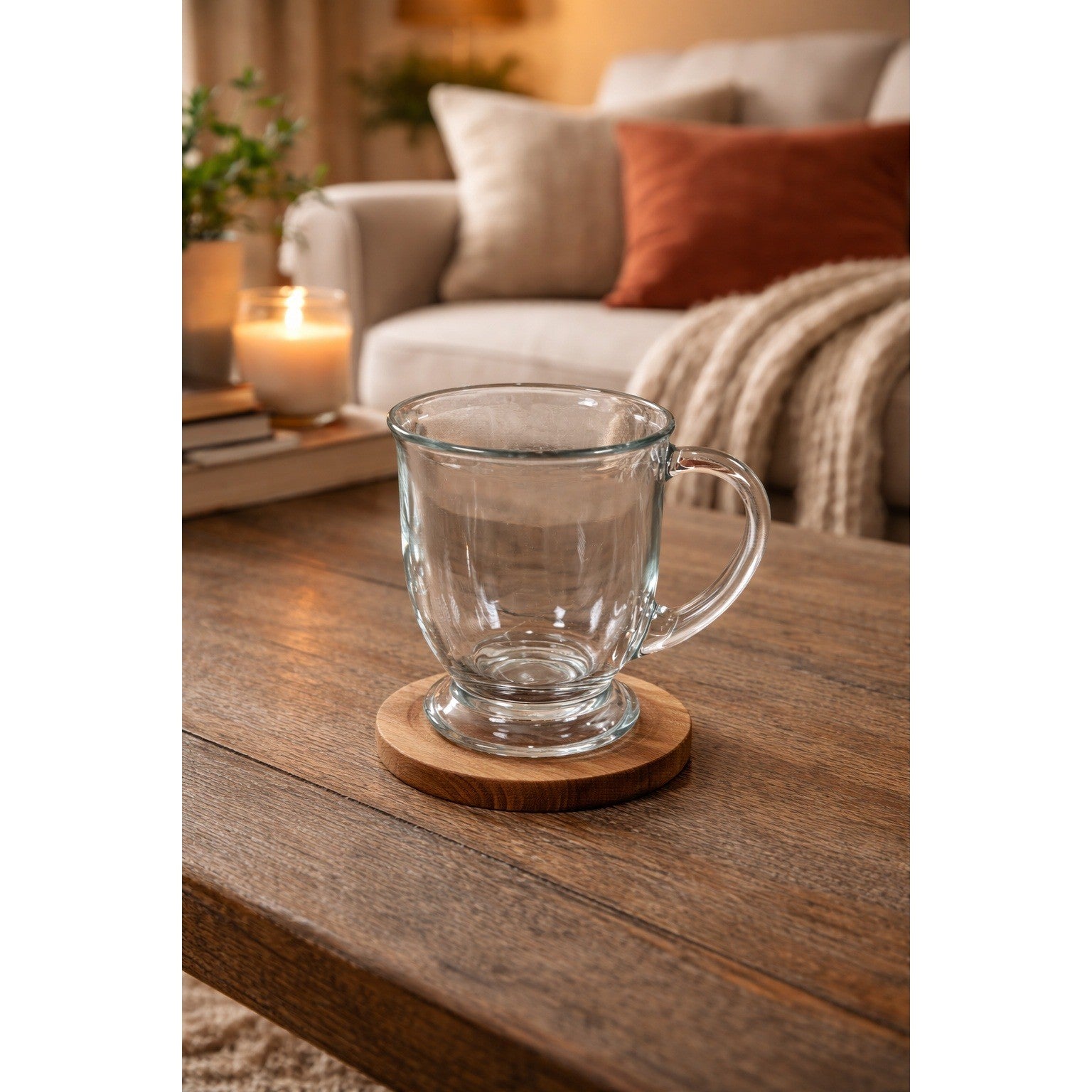 Vintage Anchor Clear Glass Footed Mug USA Made Coffee Tea Cup