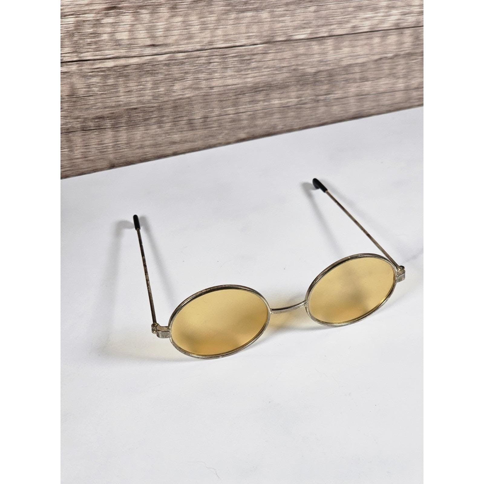 Vintage Teddy Bear Glasses Miniature Gold Wire Rim Eyeglasses Plush Display