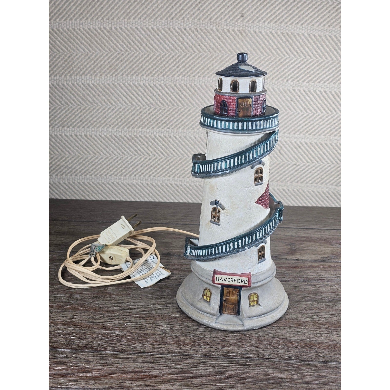 Vintage Lemax Haverford Lighthouse Table Lamp 10.5" Nautical Decor