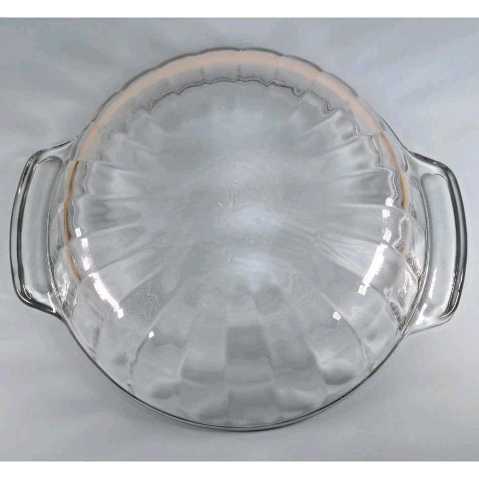 Vintage Clear Glass Handled Bowl Ribbed Glass Serving Bowl
